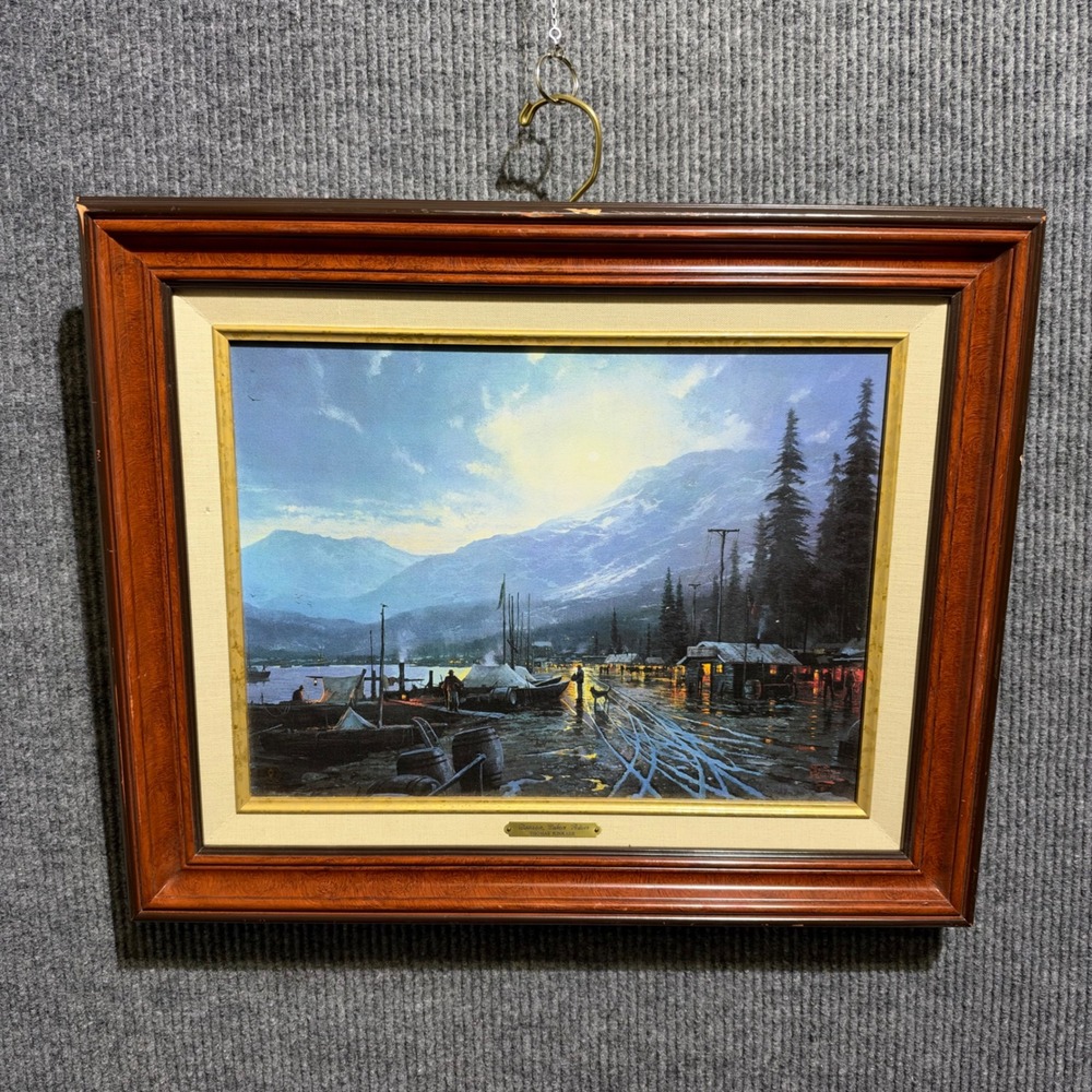 Thomas Kinkade Dawson Yukon River Art Print Gold Rush Landscape Frame /1999